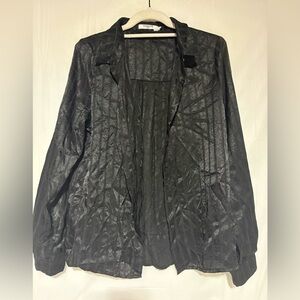 Sweewe Paris Sheer Open-Front Black Blouse Jacket